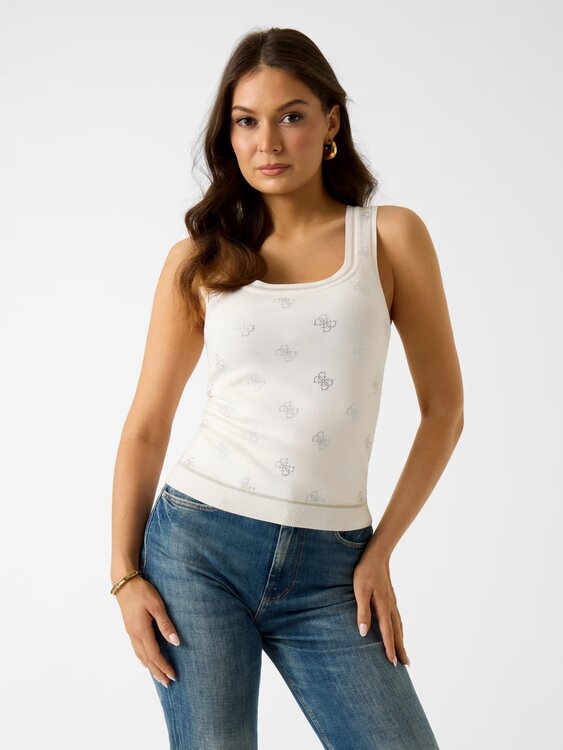 4G tílko – GUESS, Bílá barva Ženy