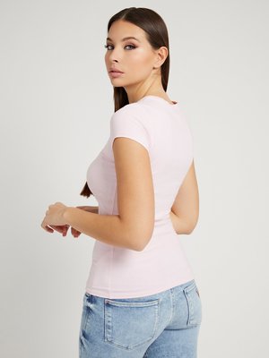 Guess, Růžová barva Eyelet triko