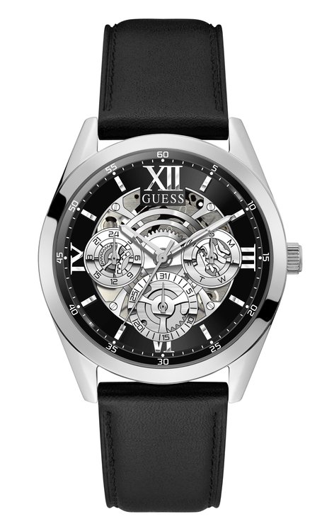 Guess – Hodinky Tailor, Černá, Stříbrná barva
