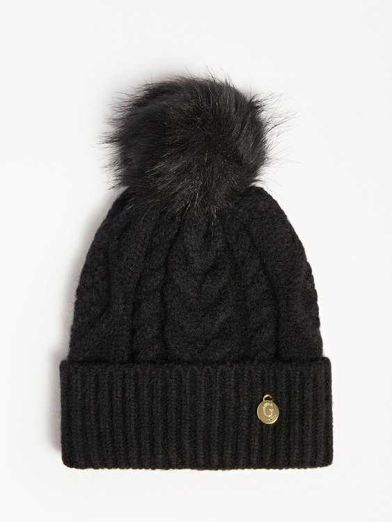 Guess – Pompom čepice, Černá barva