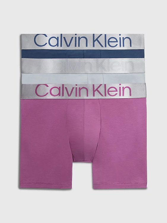 Calvin Klein Underwear – Reconsidered Steel boxery 3ks, Fialová, Modrá barva