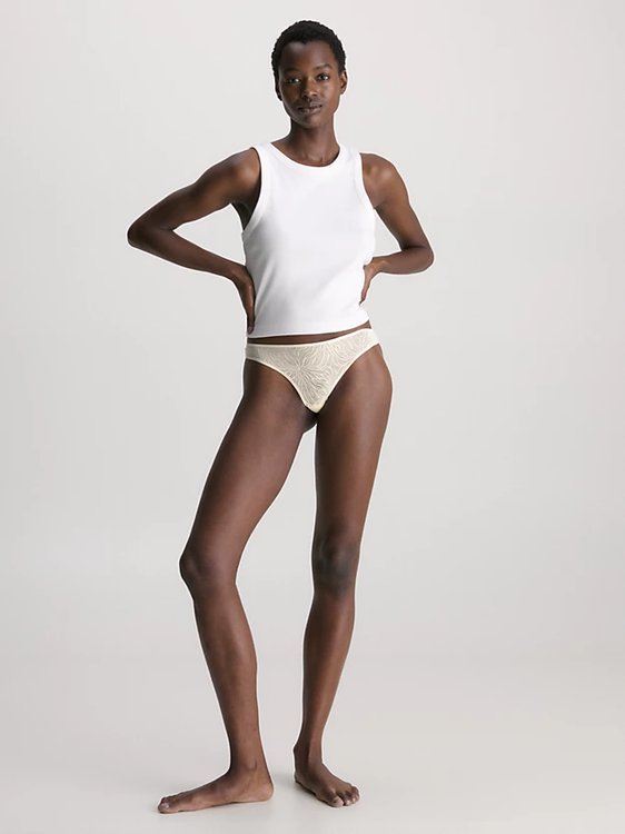 Sheer Marquisette tanga Krémová barva Ženy