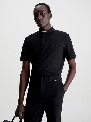Calvin Klein – Stretch Pique Slim polo, Černá barva