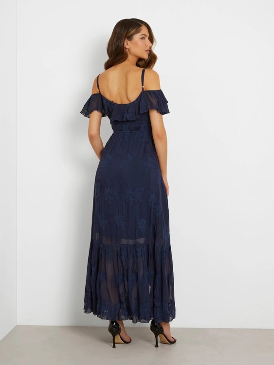 Elide Long šaty – GUESS, Modrá barva Ženy