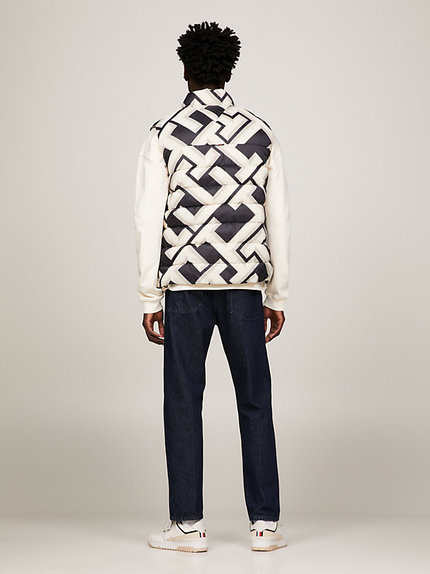 Módní TH Warm Monogram New York bunda, Bílá, Černá barva, 2024