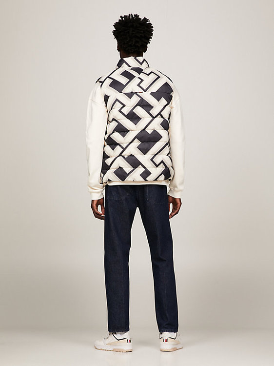 Módní TH Warm Monogram New York bunda, Bílá, Černá barva, 2024