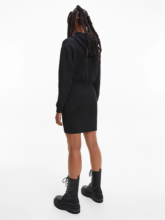 Luxusní Contrast mikinové šaty, Černá barva, XS, S, M, L