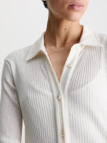 Módní Crepe Rib šaty, Bílá barva, 2023