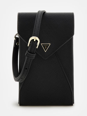 GUESS – Saffiano pouzdro na mobil, Černá barva