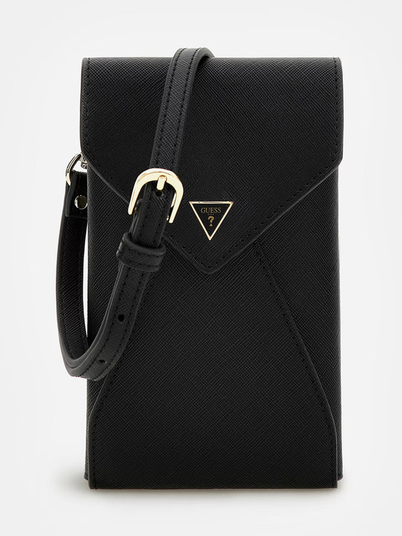 GUESS – Saffiano pouzdro na mobil, Černá barva
