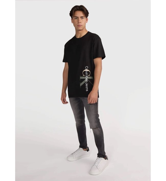 Módní Two Tone Monologo triko, Černá barva, 2024