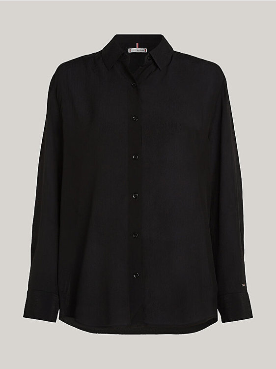 Fluid Vis Crepe košile Černá barva Ženy