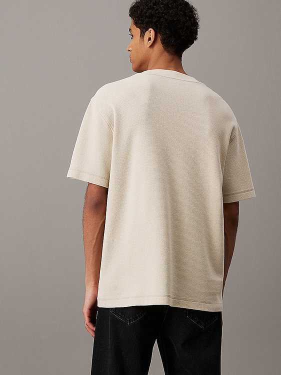 Waffle Woven triko – Calvin Klein Jeans, Béžová, Hnědá barva Muži