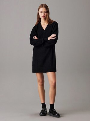 Calvin Klein Jeans – Textured Sweat šaty, Černá barva