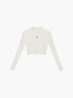 Calvin Klein Jeans, Béžová barva Badge cropped svetr