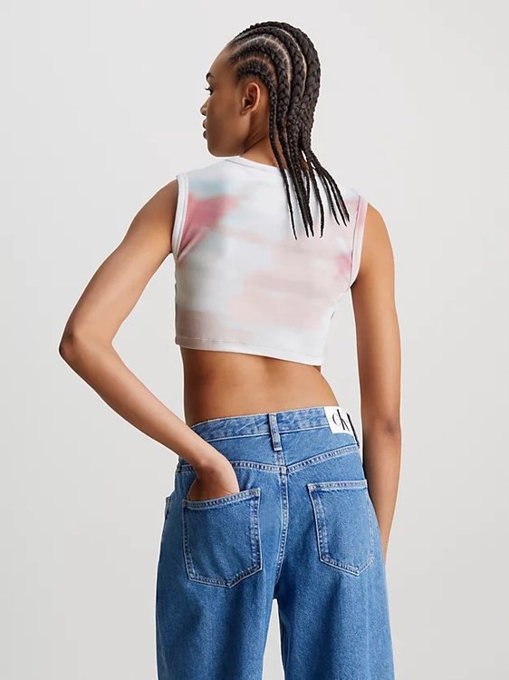 Cropped Tank top – Calvin Klein Jeans, Bílá, Multi, Růžová barva Ženy