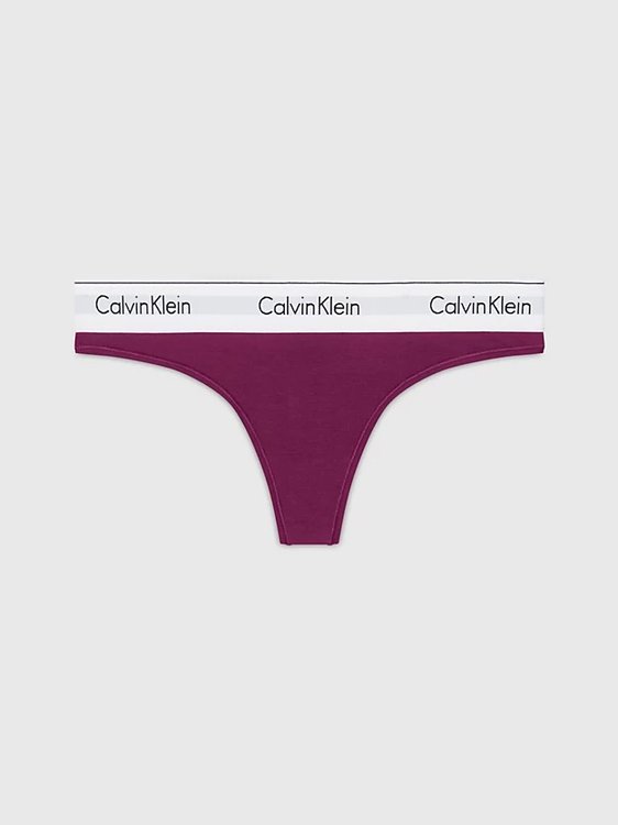 Calvin Klein Underwear – Modern Cotton tanga, Fialová, Vínová barva