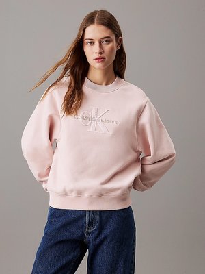Calvin Klein Jeans – Chenille Monol mikina, Růžová barva