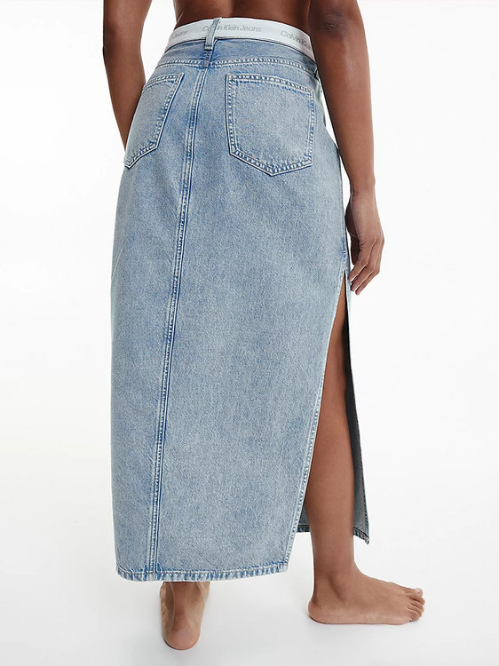 Módní Maxi denim sukně, Modrá barva, 2022