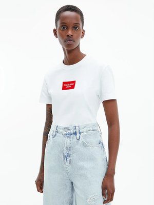 Calvin Klein Jeans – Institutional Box triko, Bílá barva