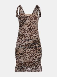 Tecla Bow šaty Hnědá barva Ženy