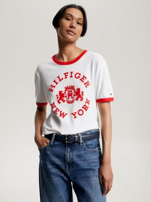 Tommy Hilfiger – Varsity Flock triko, Bílá barva