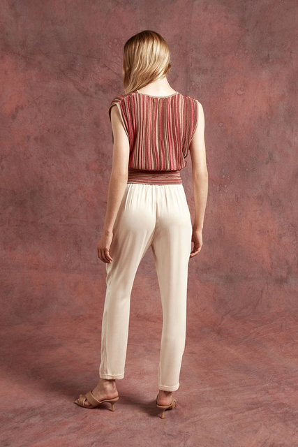 Módní Ermina kalhoty, Béžová barva, 2022