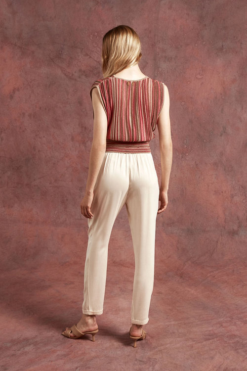 Módní Ermina kalhoty, Béžová barva, 2022