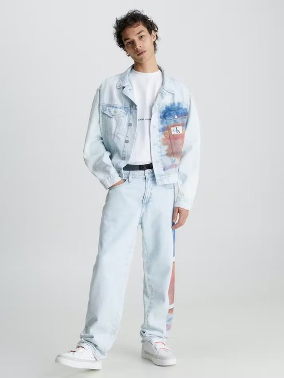 Módní Boxy Oversized Denim bunda, Modrá barva, 2023
