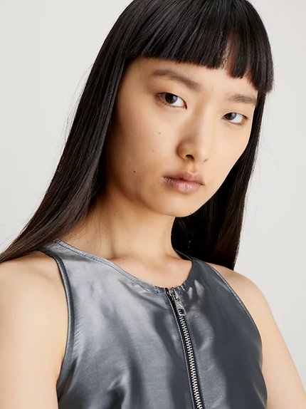 Módní Liquid Metal šaty, Šedá, Stříbrná barva, 2023