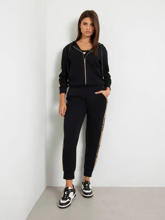 Hood Studs Logo mikina s kapucí na zip – GUESS, Černá barva Ženy