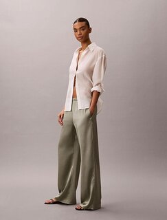 Hammered saténové kalhotyy Zelená barva Ženy