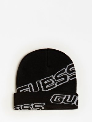 Guess – Logo Jacquard čepice, Černá barva