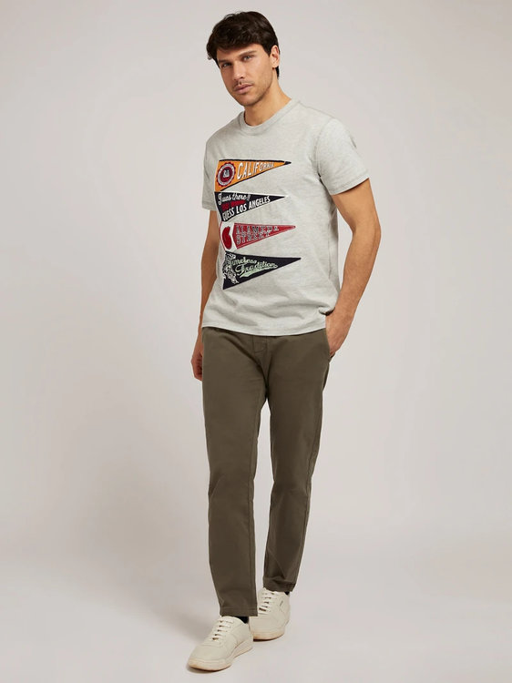 Front print tričko Šedá barva Muži