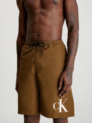 CK Monogram plavky – Calvin Klein Swimwear, Hnědá barva Muži