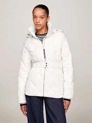 Tommy Hilfiger – Elevated Belted bunda, Bílá barva