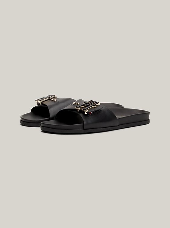 TH Hardware Leather sandály – Tommy Hilfiger, Černá barva Ženy