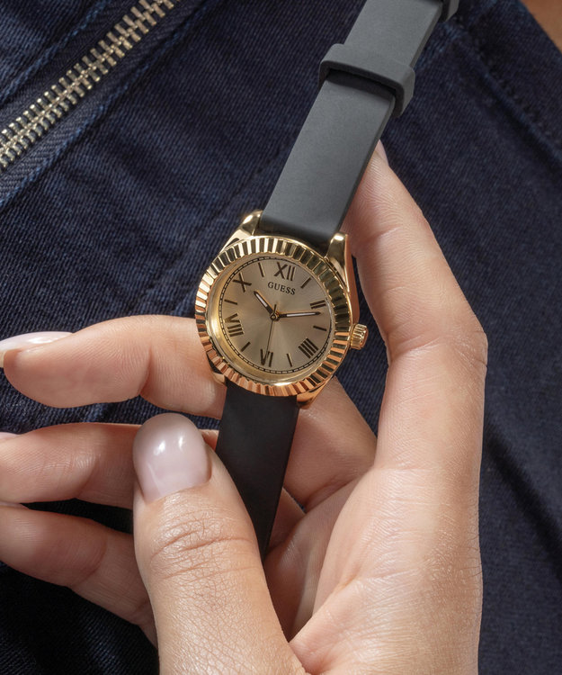 GUESS, Černá, Zlatá barva Mini Luna hodinky