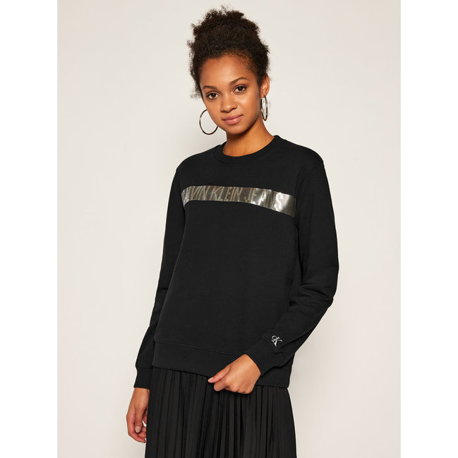 Calvin Klein Jeans – Metallic Logo Mikina, Černá barva