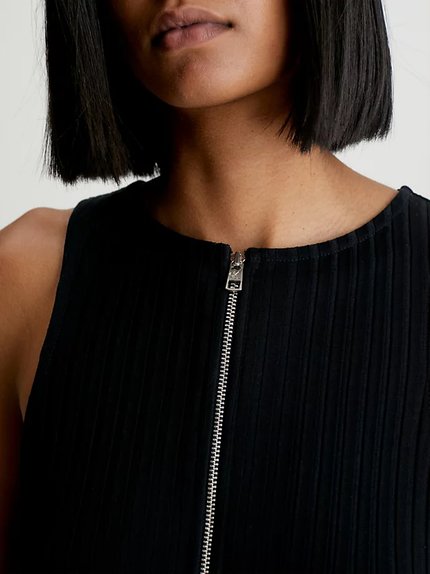Módní Zipper šaty, Černá barva, 2023