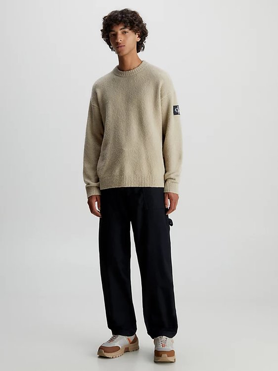 Módní High Texture svetr, Béžová barva, 2023