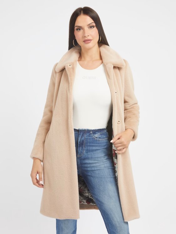 GUESS – Simonne kabát, Béžová barva
