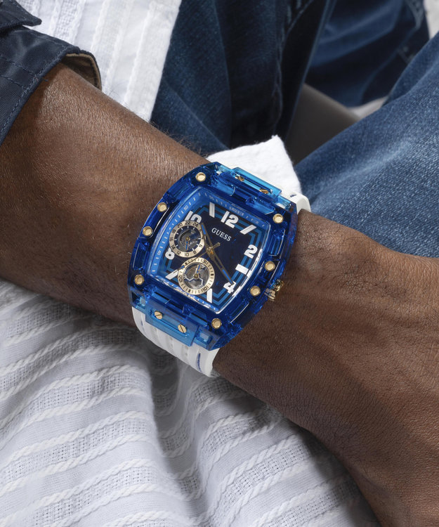 GUESS, Bílá, Modrá barva Phoenix hodinky