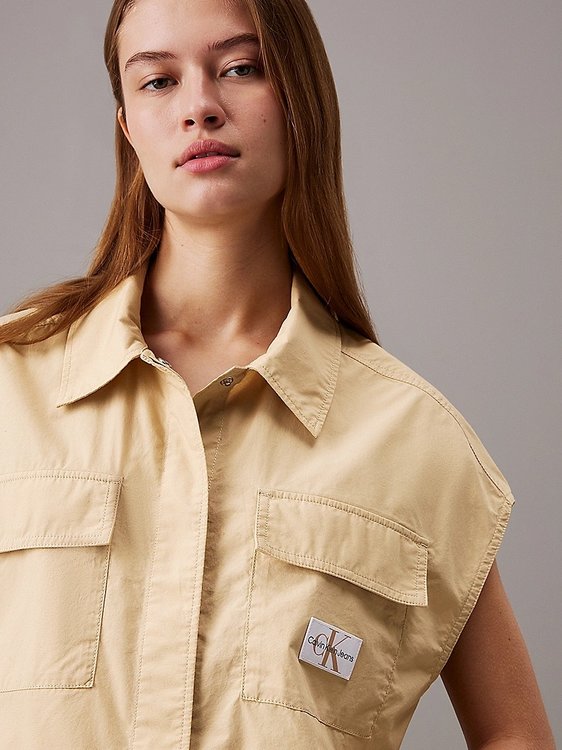 Módní Cotton Utility košile, Béžová, Khaki barva, 2024