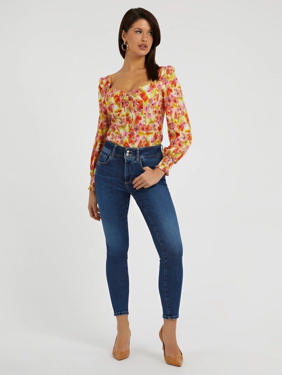 Módní Shape Up jeans, Modrá barva, 2023