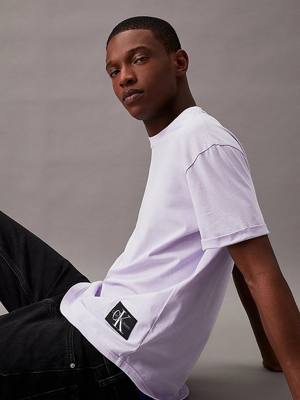 Módní Badge Turn Up Sleeve triko, Fialová, Růžová barva, 2024