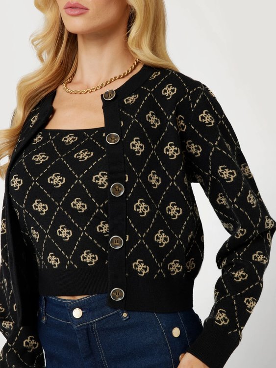 Luxusní Sarah 4G svetr propínací, Černá barva, XS, S, M, L