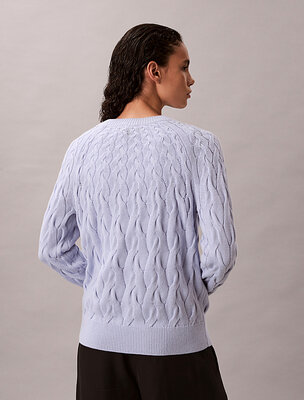 Cable Crewneck svetr – Calvin Klein Jeans, Fialová barva Ženy