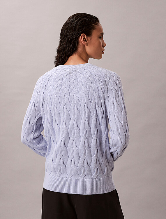 Cable Crewneck svetr – Calvin Klein Jeans, Fialová barva Ženy