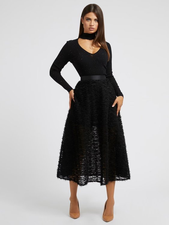 Módní Eleonor sukně, Černá barva, 2023
